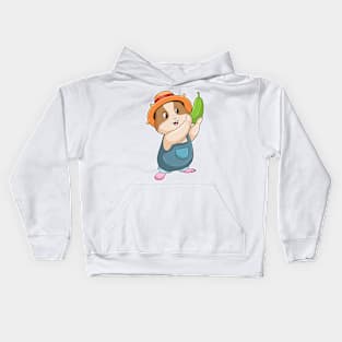 Hamster as Farmer with Zucchini Kids Hoodie